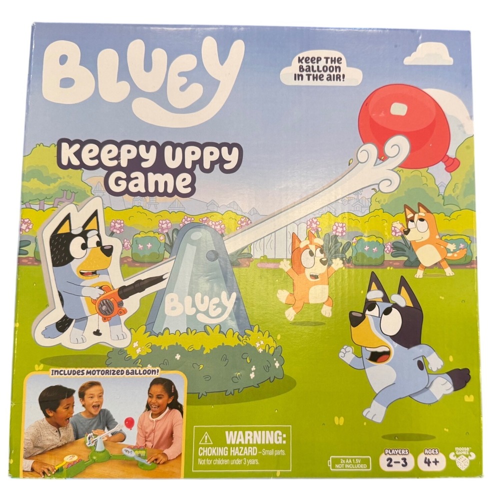 Bluey Keepy Uppy Game Moose Games Motorized Balloon Kids Action Board Game 13055